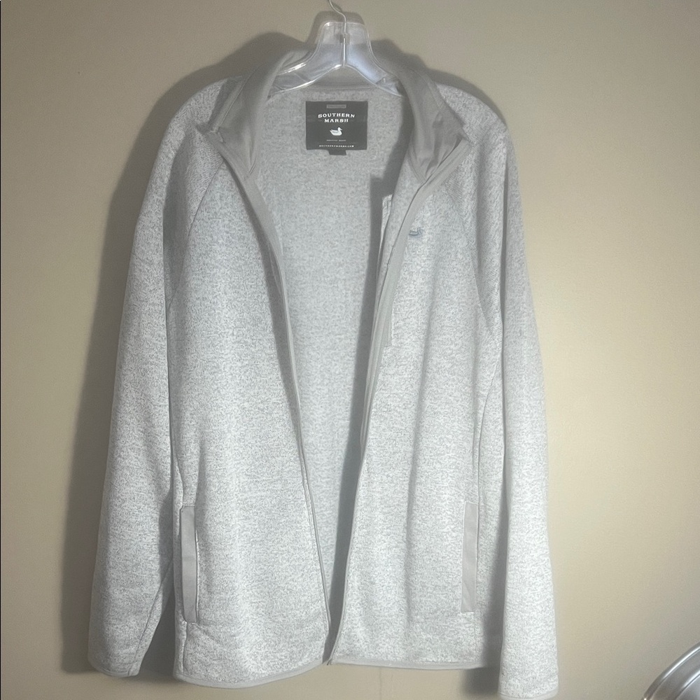 Southern Marsh Light Gray Zip-Up Sweater